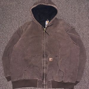Brown carhartt hooded jacket size 3XL